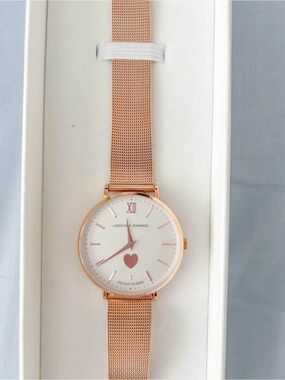 Larsson & Jennings Rose Gold Mesh Strap Watch with Heart Dial